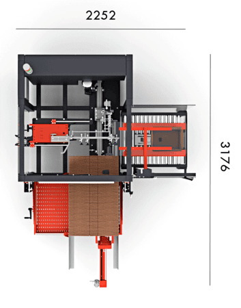 automatic case erector BATEC overhead image of machine