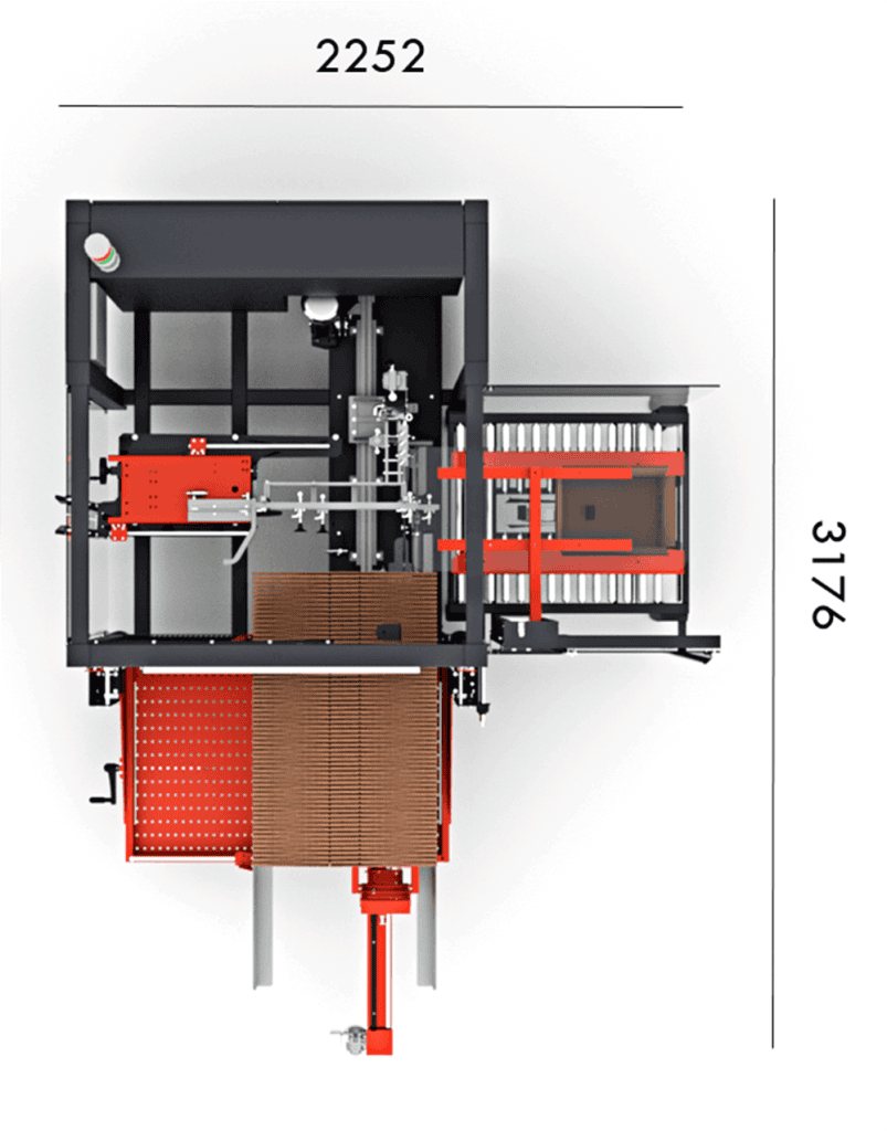 automatic case erector BATEC overhead image of machine