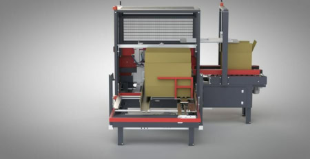 Automatic Case Erector for Large Boxes on dark background