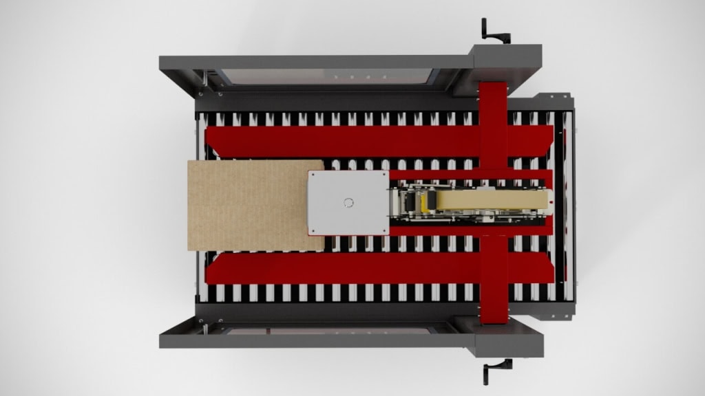 overhead image of the semi automatic case sealer machine