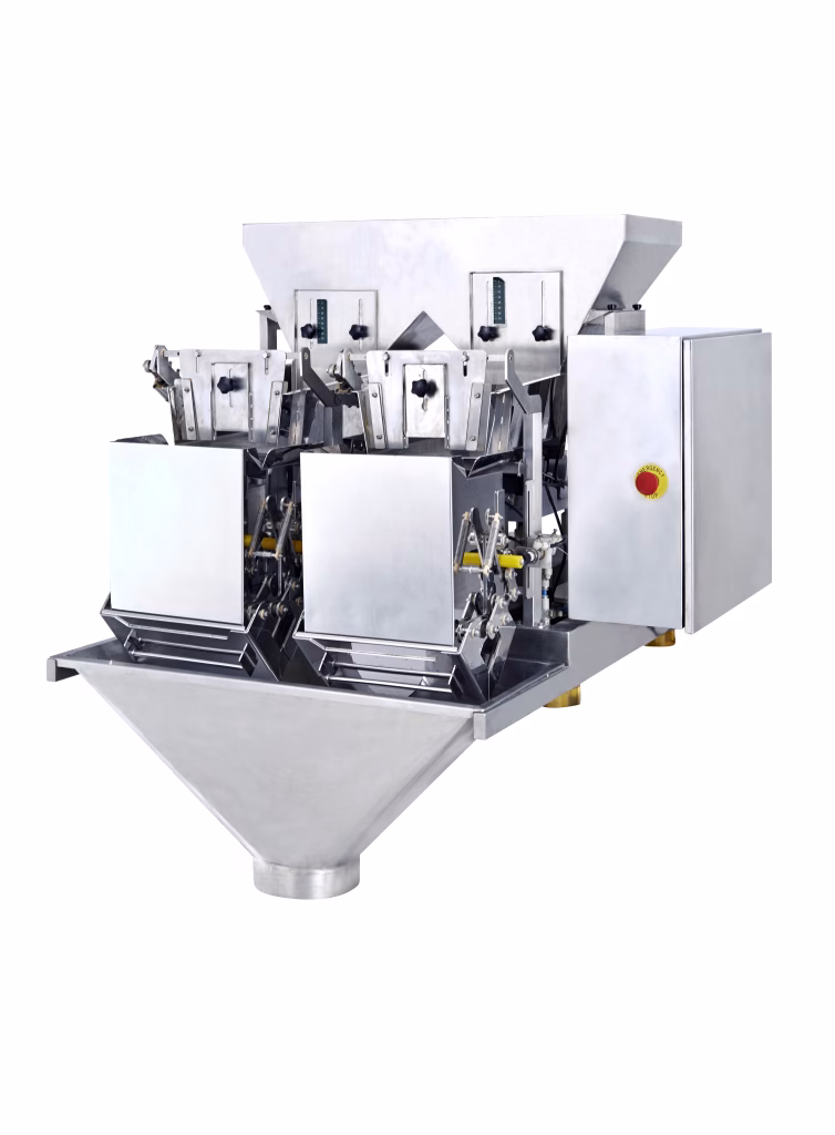 2 head linear weighing machine on white background