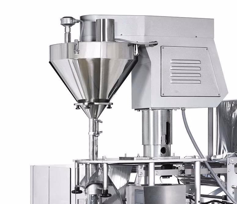 Linear automatic powder filling machine close up