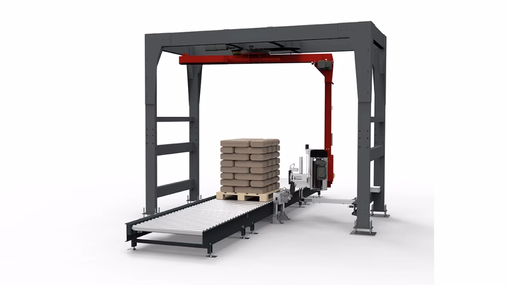 SPIN Automatic stretch wrapper machine on white background